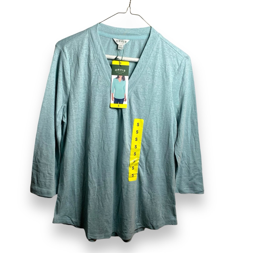 Orvis Ladies' 3/4 Sleeve Relaxed Fit V-Neck Linen Blend Top S